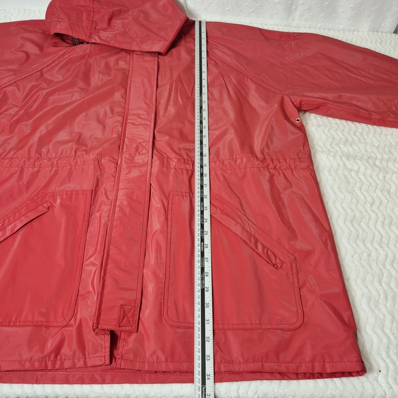 TOTES Isotoner Brick Red Hooded Rain Jacket Water Proof Size XL Vintage 90's - Picture 5 of 11